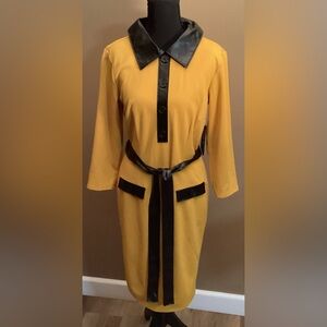 New York & Company Mustard Dress with Black Details